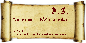 Manheimer Bársonyka névjegykártya